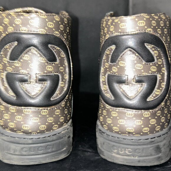Gucci x Dapper Dan High-Top Sneakers – Black/Gold Monogram - Picture 5 of 11